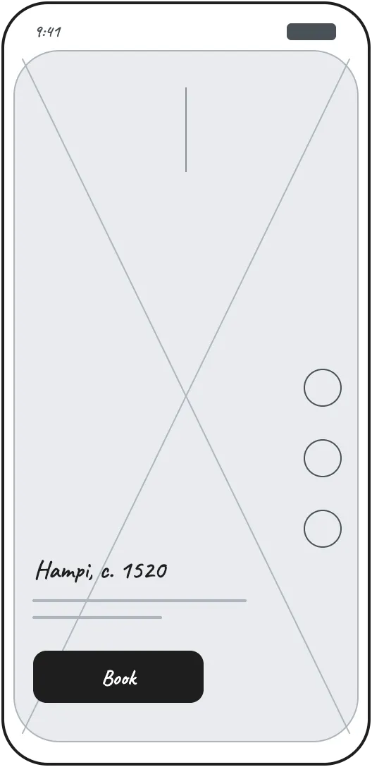 Wireframe of a feed-first home screen
