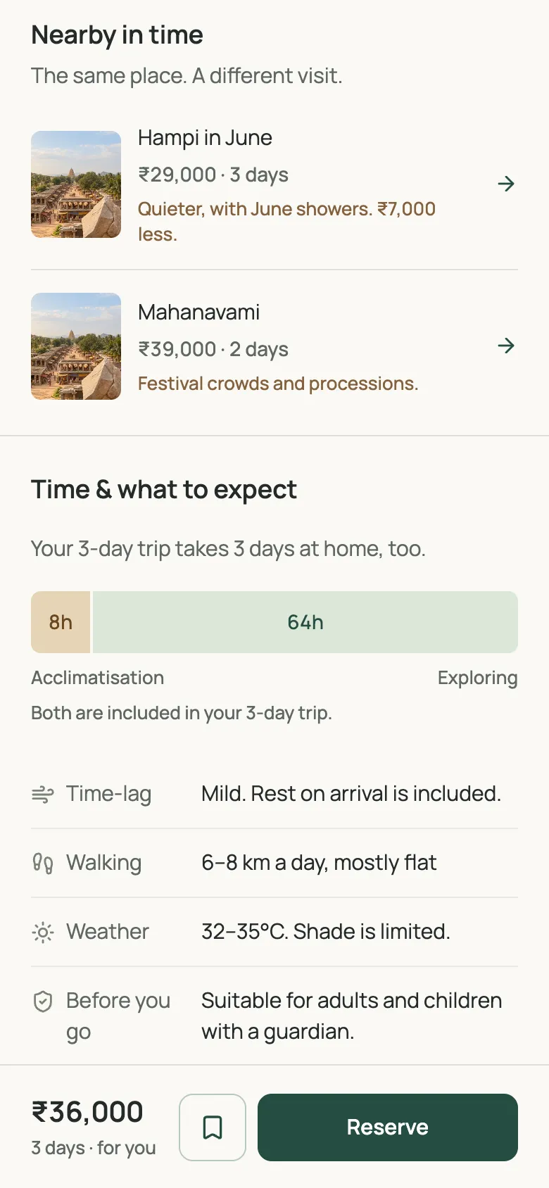 Detail page: nearby in time, other visits to the same era