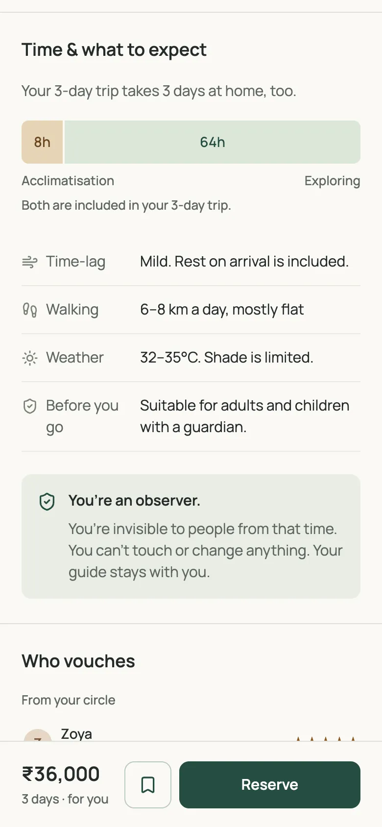 Detail page: time and what to expect